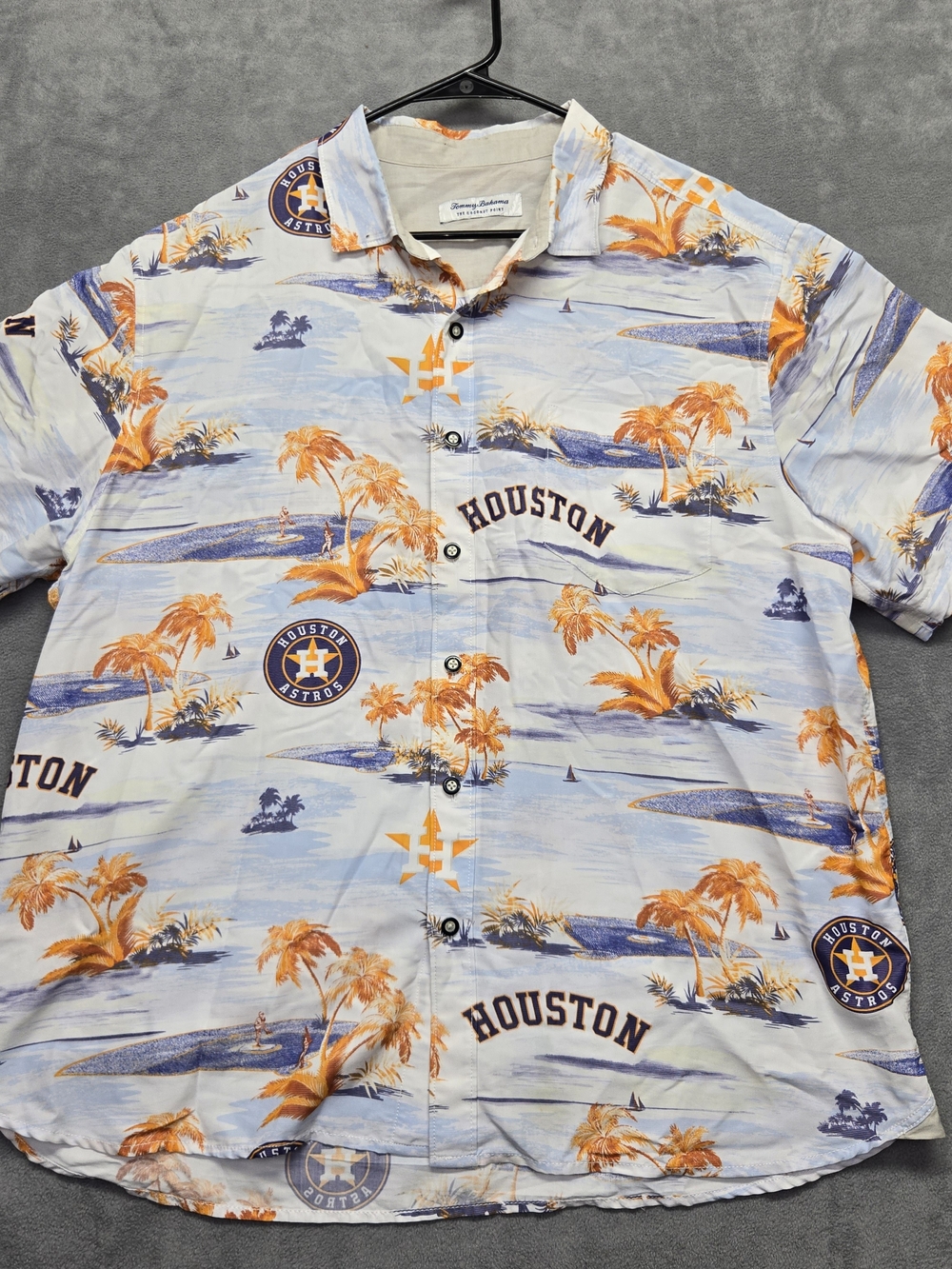 Tommy Bahama The Coconut Point Houston Astros Orange & Blue Palm-Print Shirt